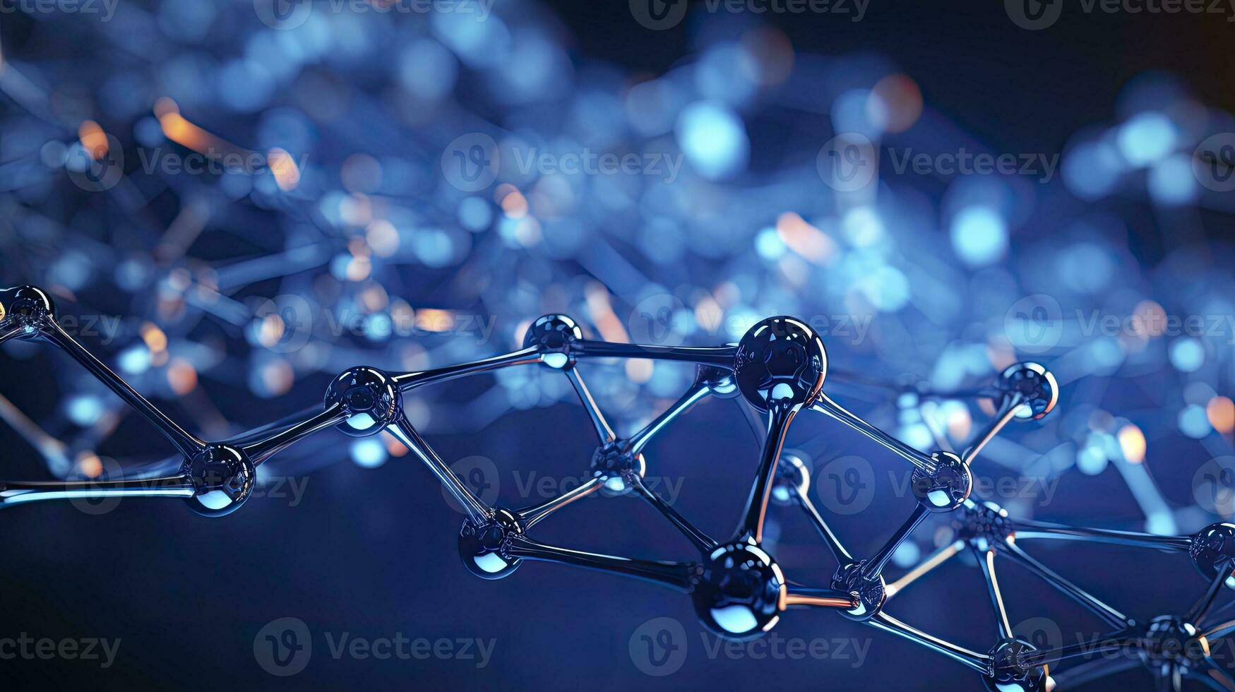 Molecular structure blue cells background fresh style, Generative AI photo