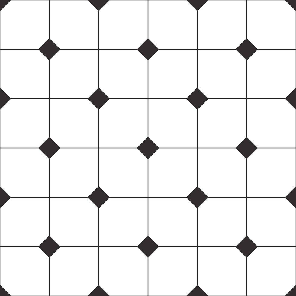 tile black and white background, seamless pattern, retro geometric pattern ornament for flooring, tiling, carpet, abstract monochrome, vector illustration