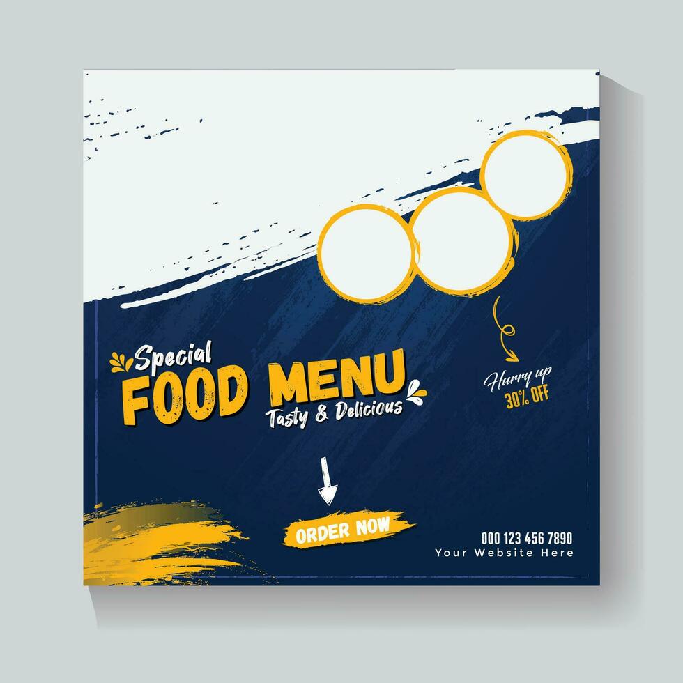 Editable social media template for promotions on the Food menu.Delicious food template design, social media post.Fast food restaurant business marketing social media post or web banner design. vector