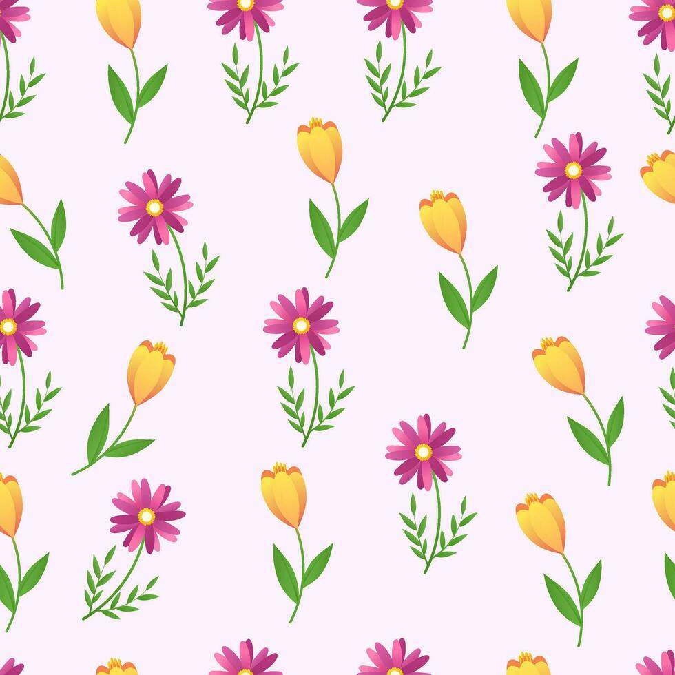 seamless pattern with hand drawn flowers. vector