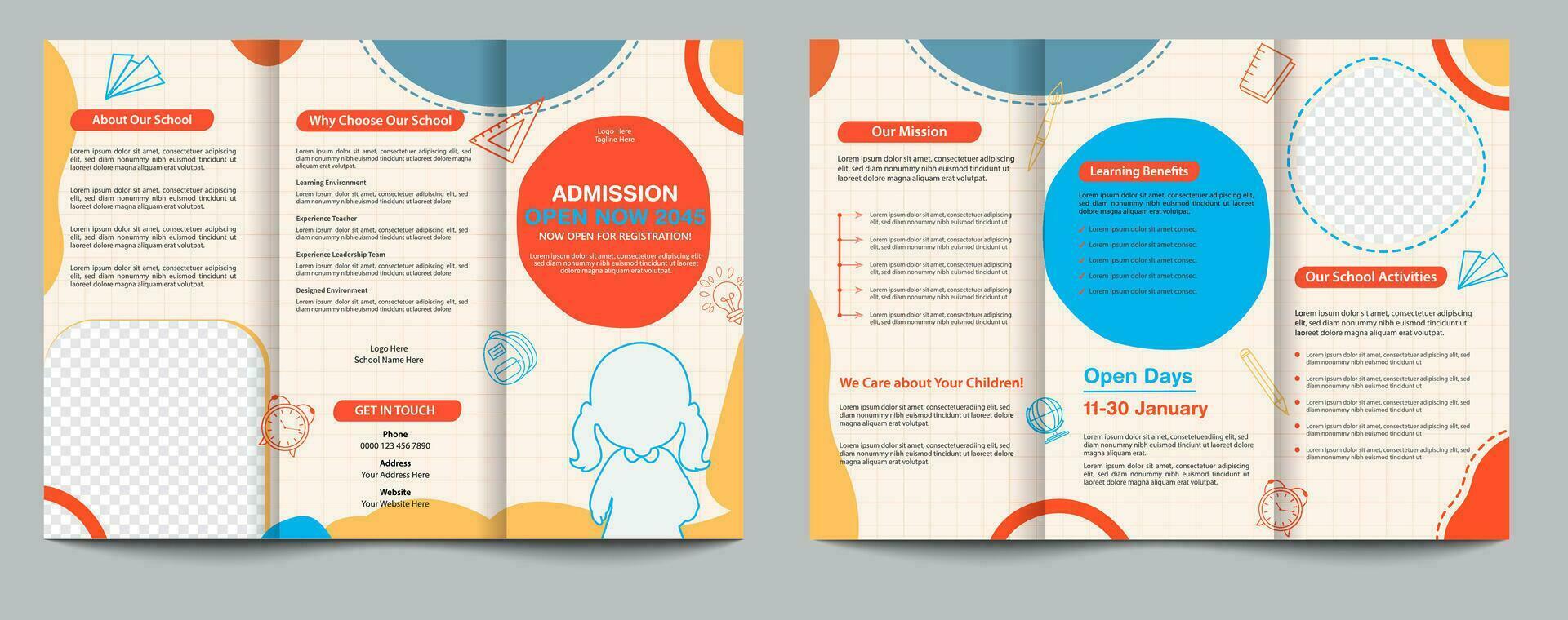 School admission trifold brochure template vector