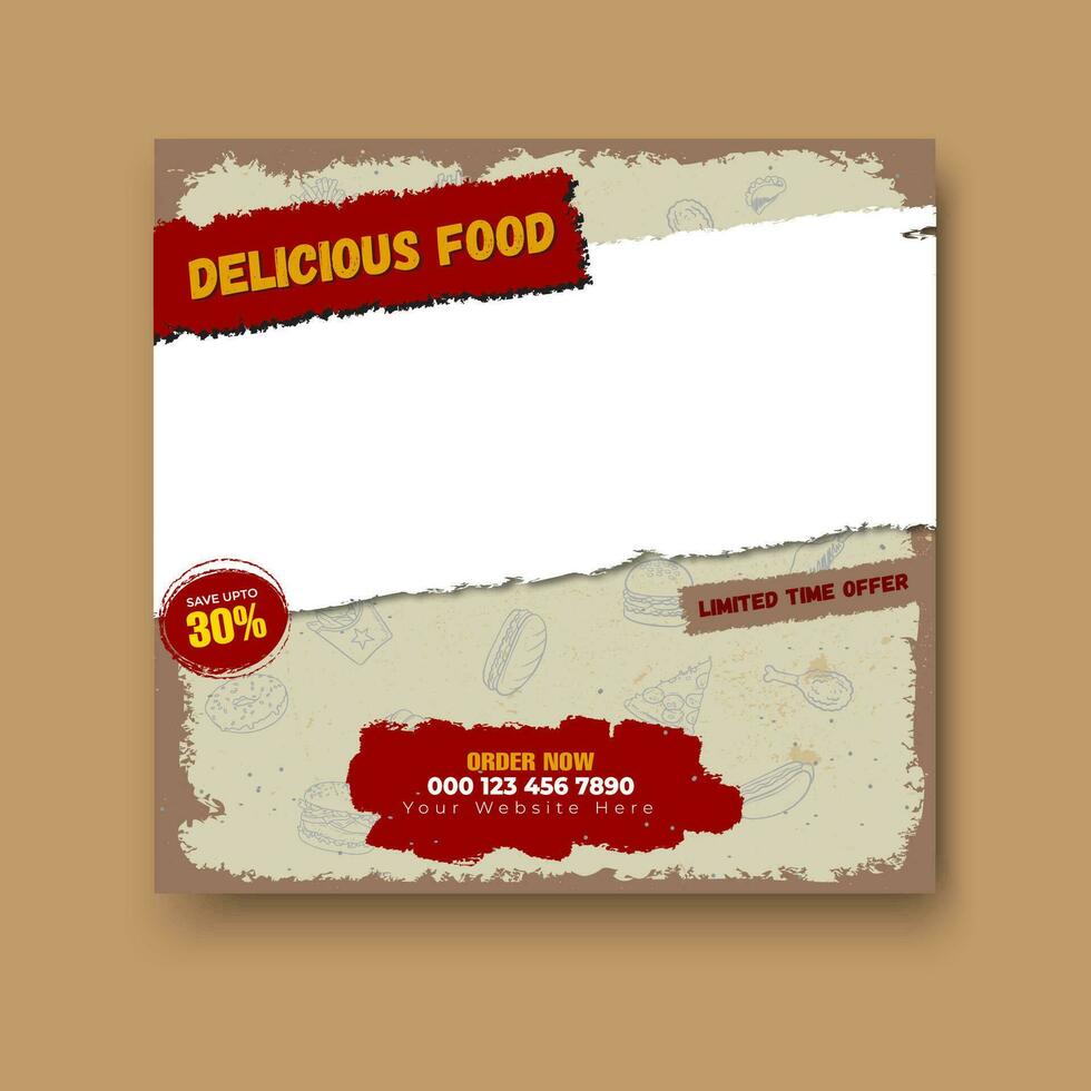 Fast food restaurant marketing social media post or web banner template design with abstract background.Suitable for Social Media Post restaurant and culinary digital Promotion. vector