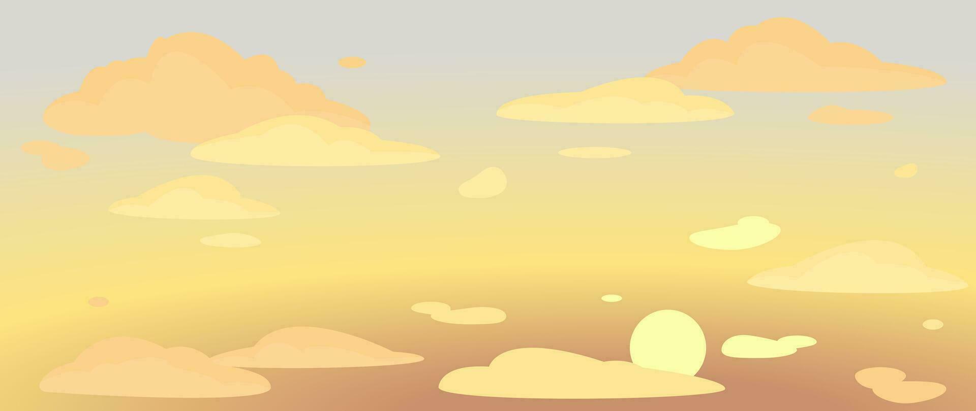 Background of the evening sky, sunset and clouds. Vector illustration for cover, banner, poster, web and packaging.