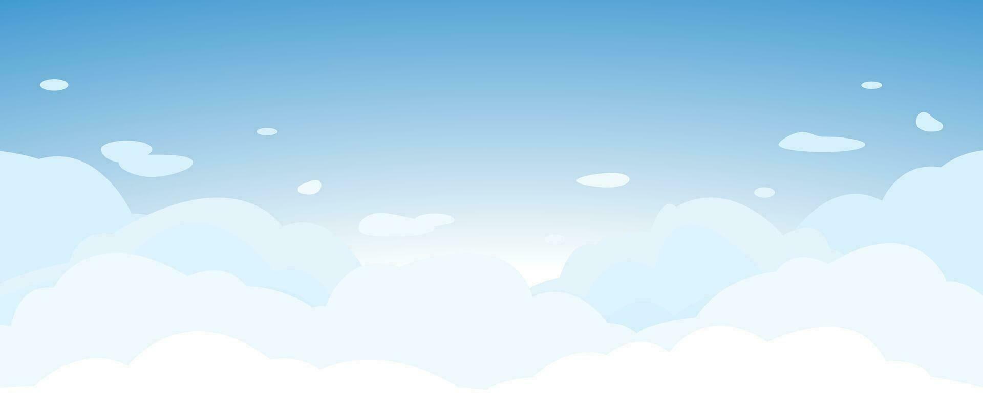 Blue sky background with clouds. Vector illustration for cover, banner, poster, web and packaging.
