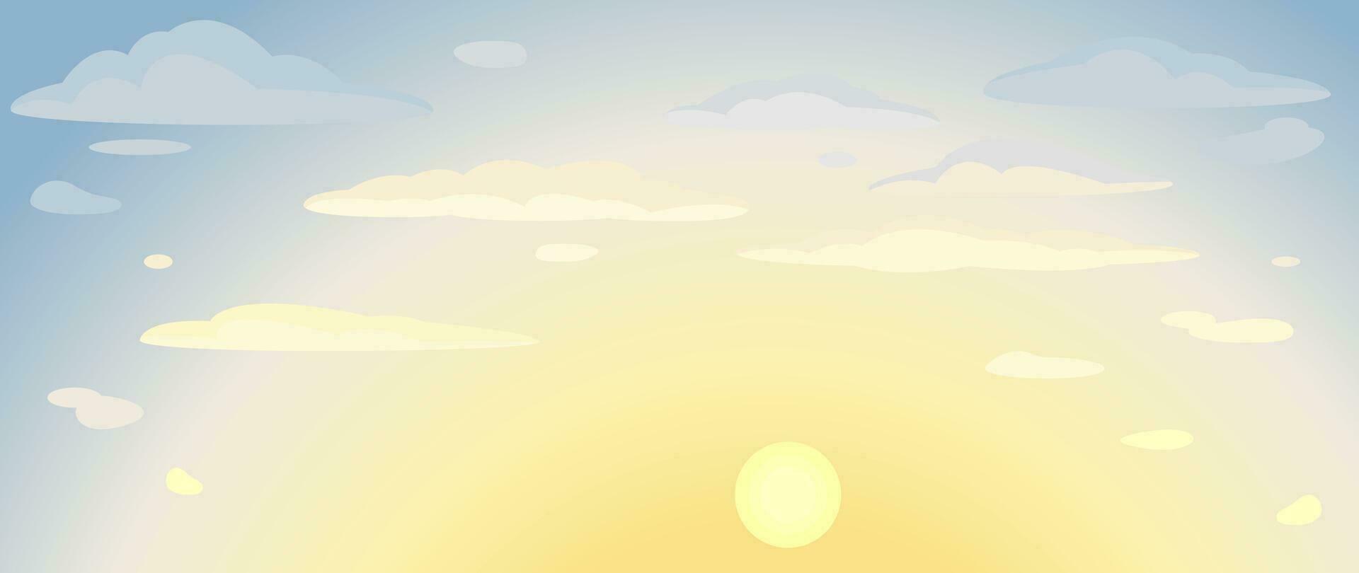 Background of the morning sky, sunrise and clouds. Vector illustration