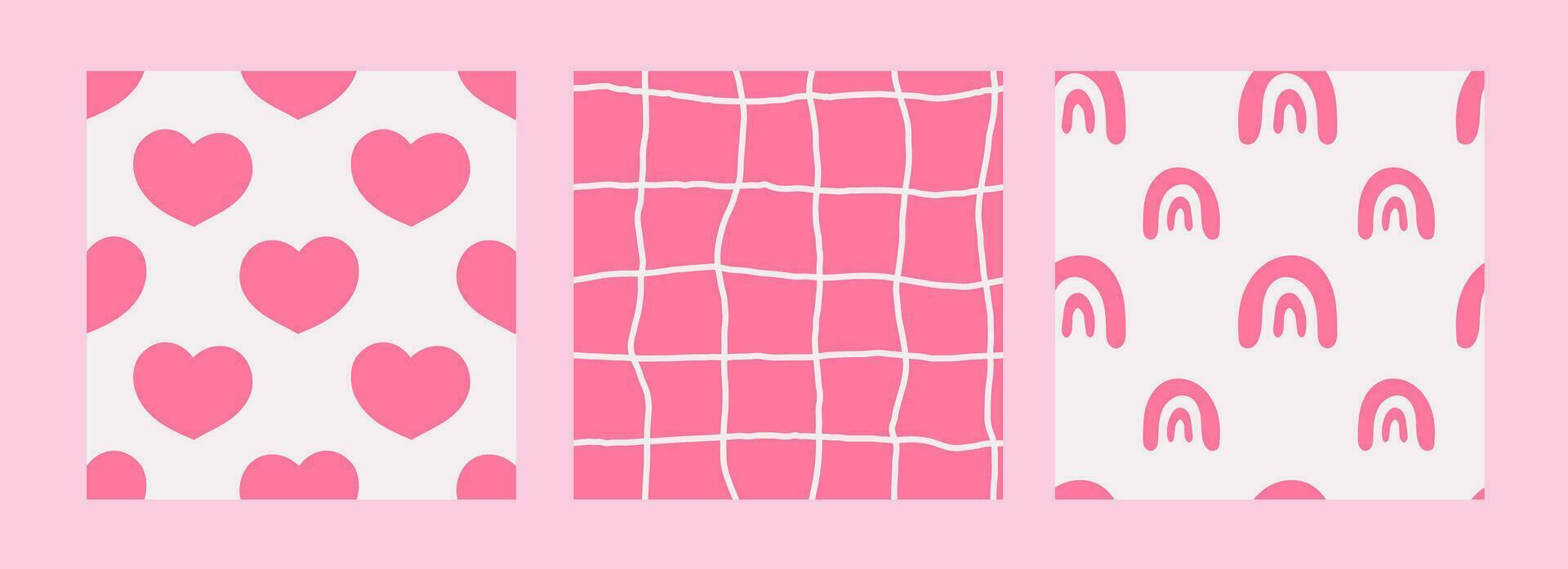 Modern pink seamless patterns set vector