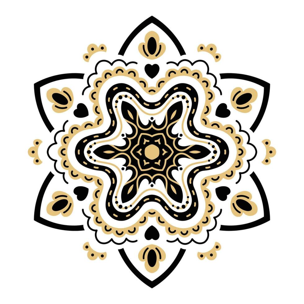 Mandala black and gold colors vector