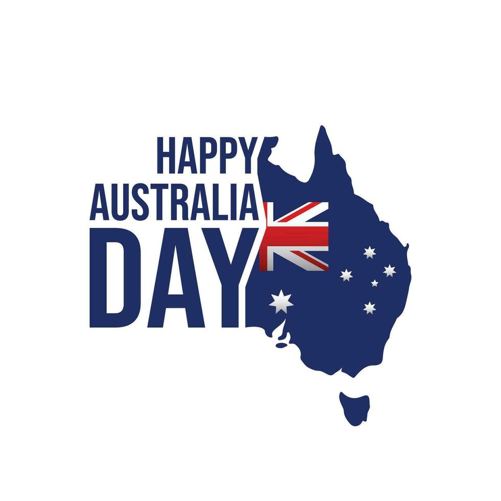 contento Australia día vector tipografía ilustración con un Australia mapa silueta. Australia día saludo tarjeta, póster, bandera, plantilla, tarjeta postal dignarse. 26 enero Australia día tipográfico diseño.