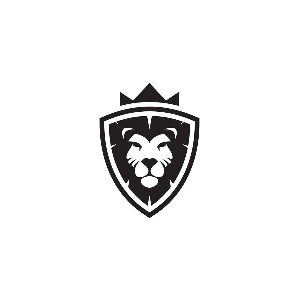 Lion, Shield and Crown logo or icon design vector