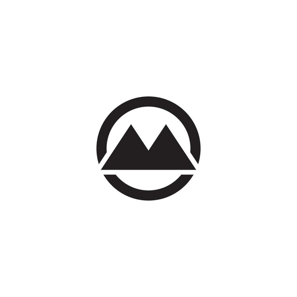 Mountain or Triangles and Circle logo or icon design vector