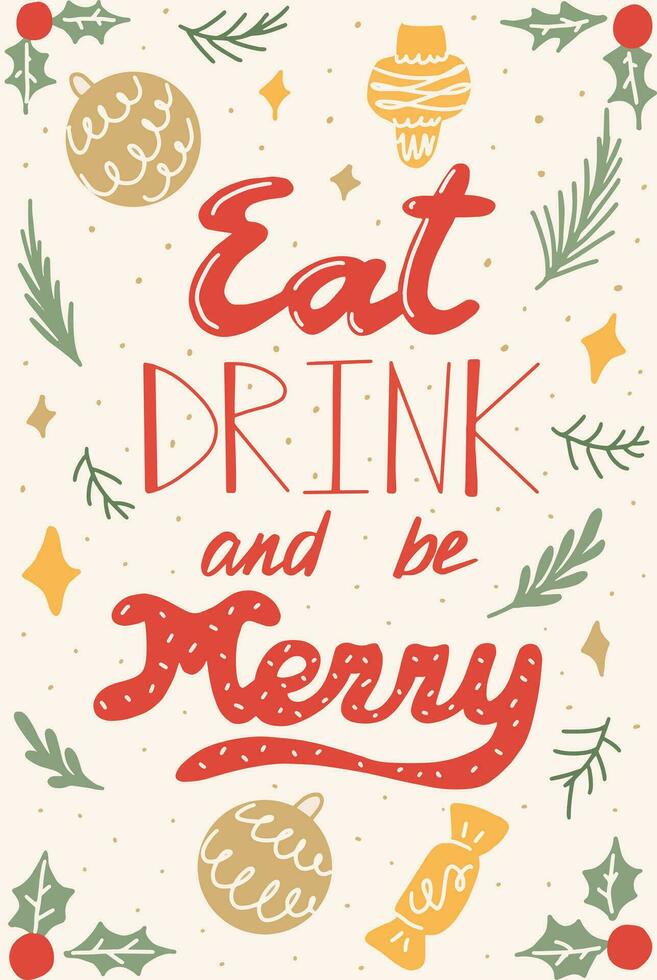 Vector Merry Christmas and Happy New Year greeting card