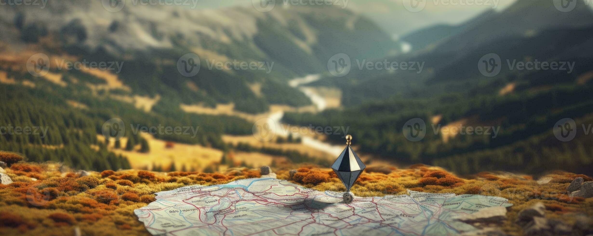 Find your way. Location marking with a pin on a map with routes. Adventure, discovery, navigation, communication, logistics, geography, transport and travel theme concept background, Generative AI photo