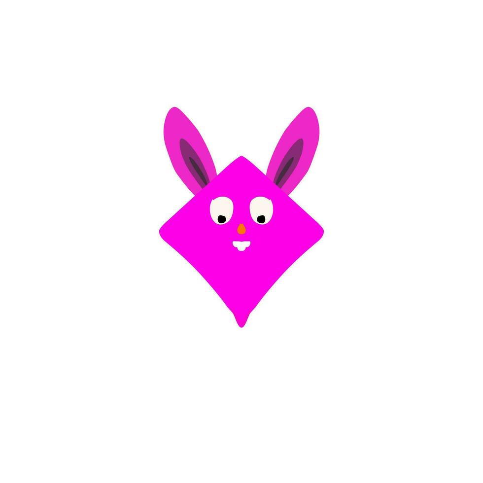 un rosado conejito con orejas y ojos en un blanco antecedentes vector