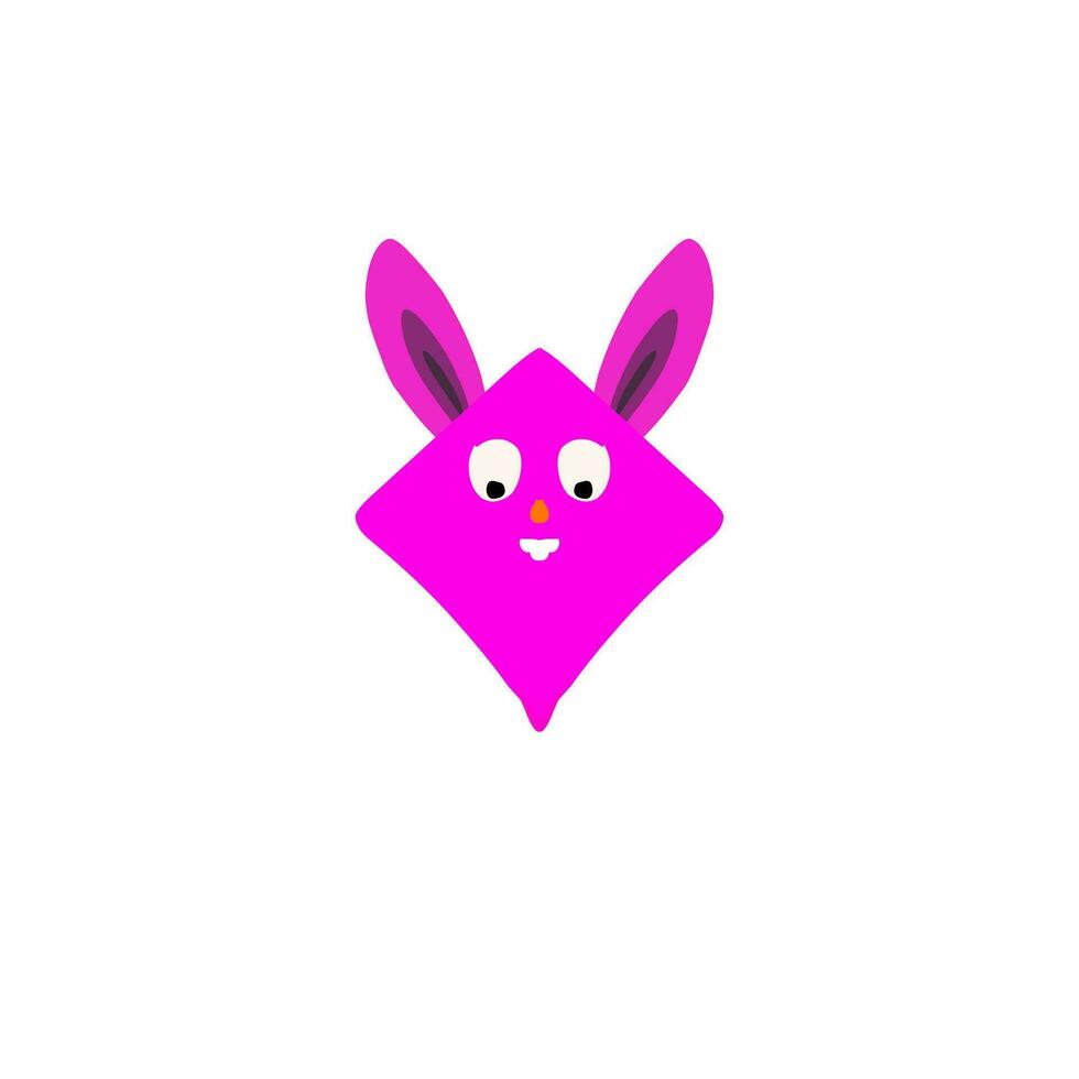 a pink bunny with ears and eyes on a white background vector