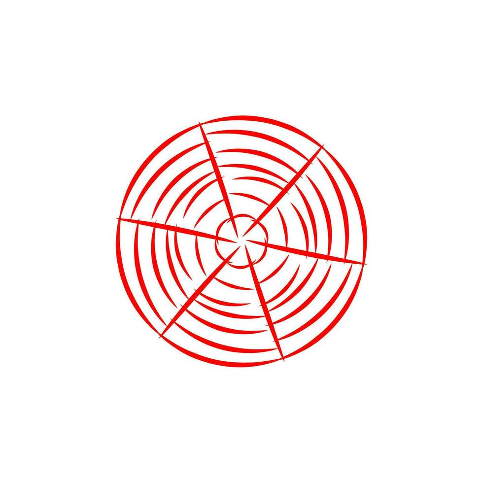 a red and white circle with a spiral in it vector