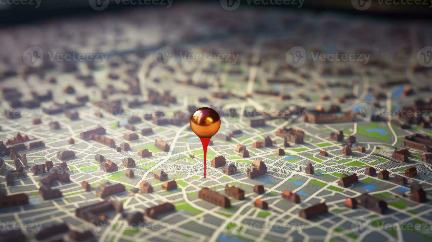 Find your way. Location marking with a pin on a map with routes. Adventure, discovery, navigation, communication, logistics, geography, transport and travel theme concept background, Generative AI photo