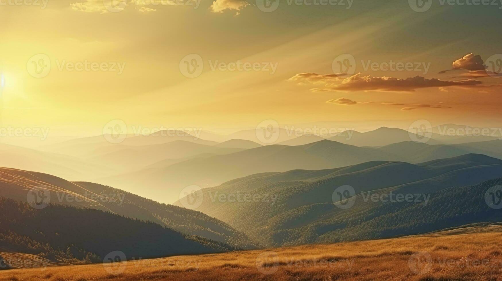 Mountain landscape at sunset, Generative AI photo