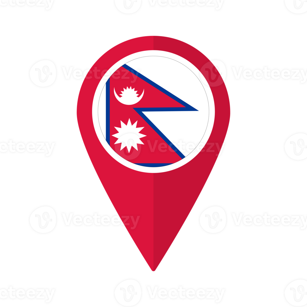 Flag of Nepal flag on map pinpoint icon isolated red color png