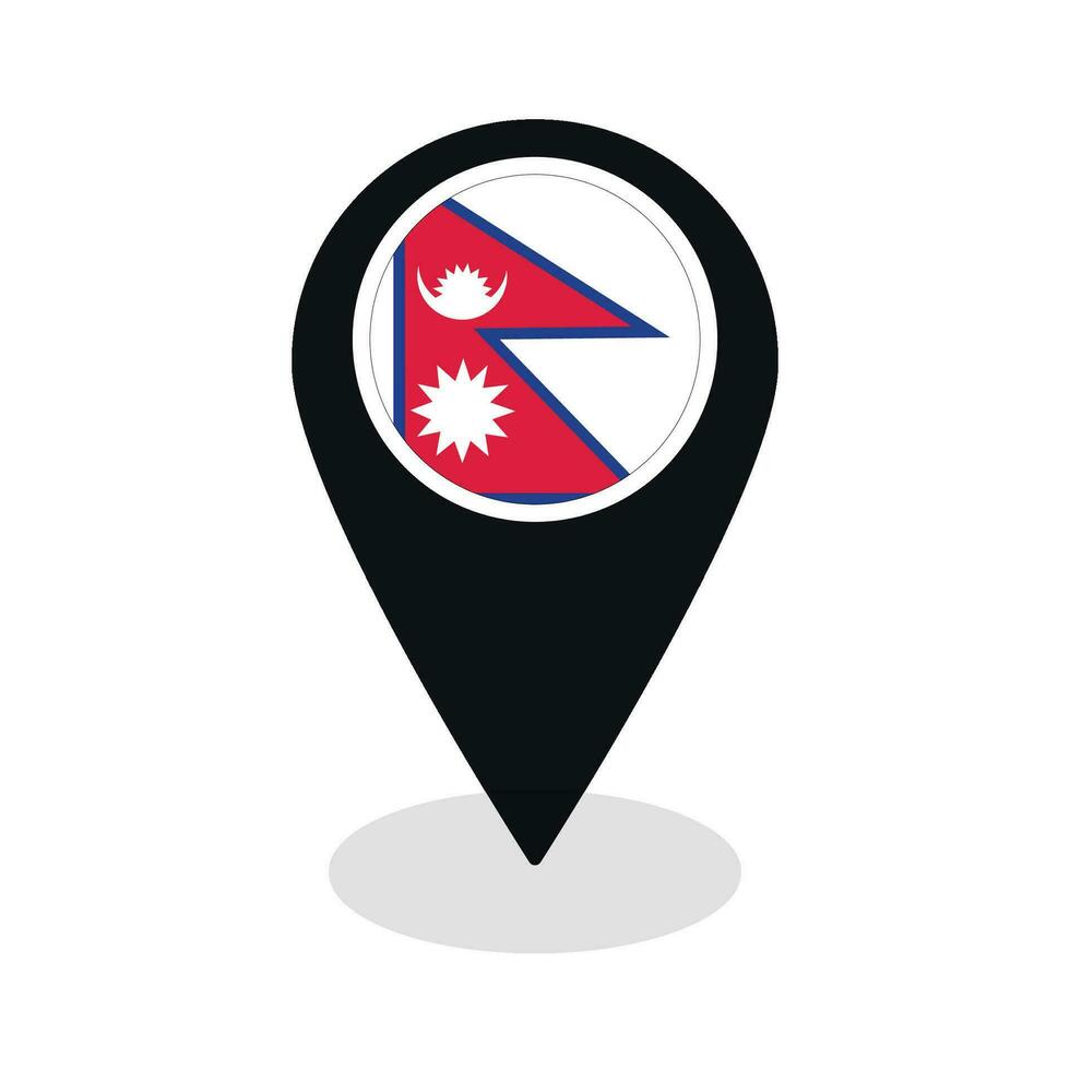 Flag of Nepal flag on map pinpoint icon isolated black color vector