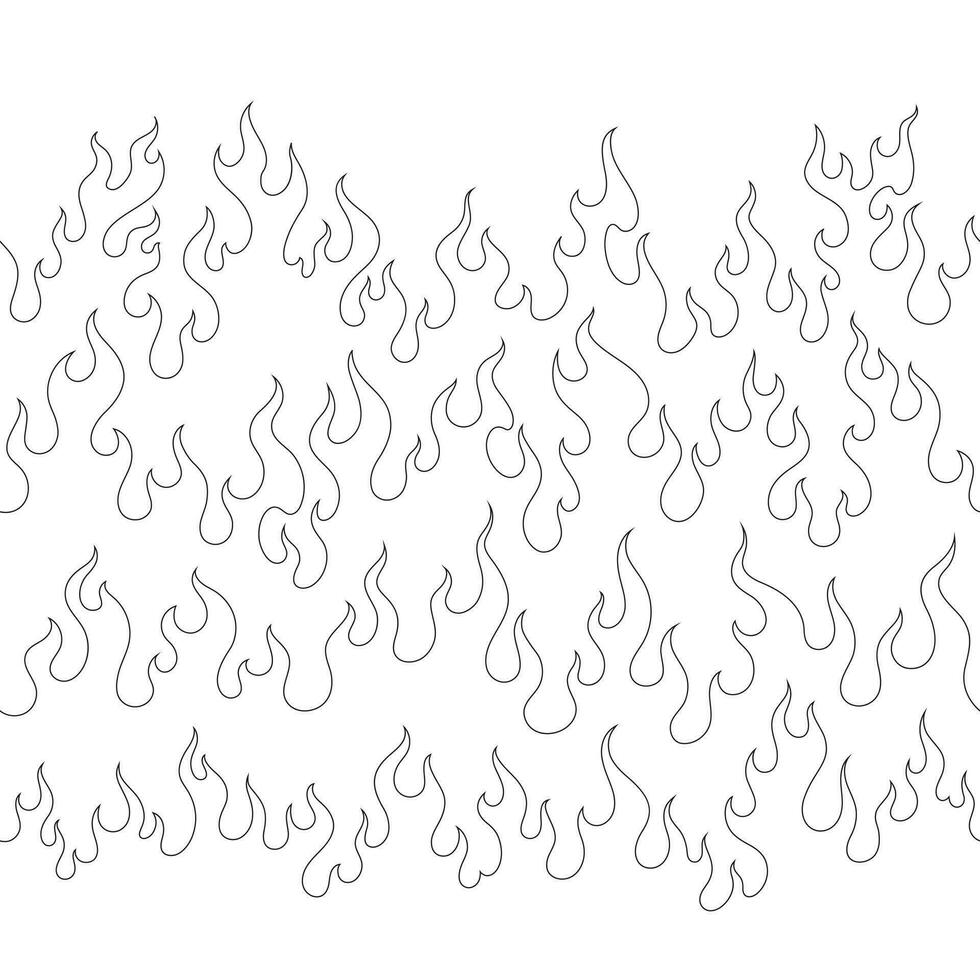 oriental flame pattern seamless wallpaper outline vector
