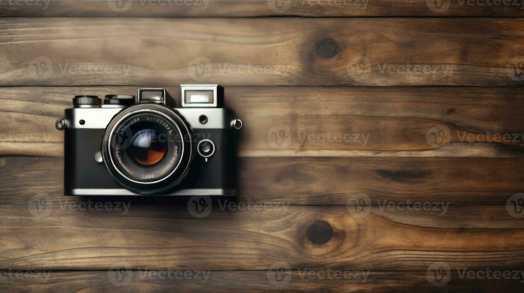 film camera with nature background, copy space, Generative AI photo