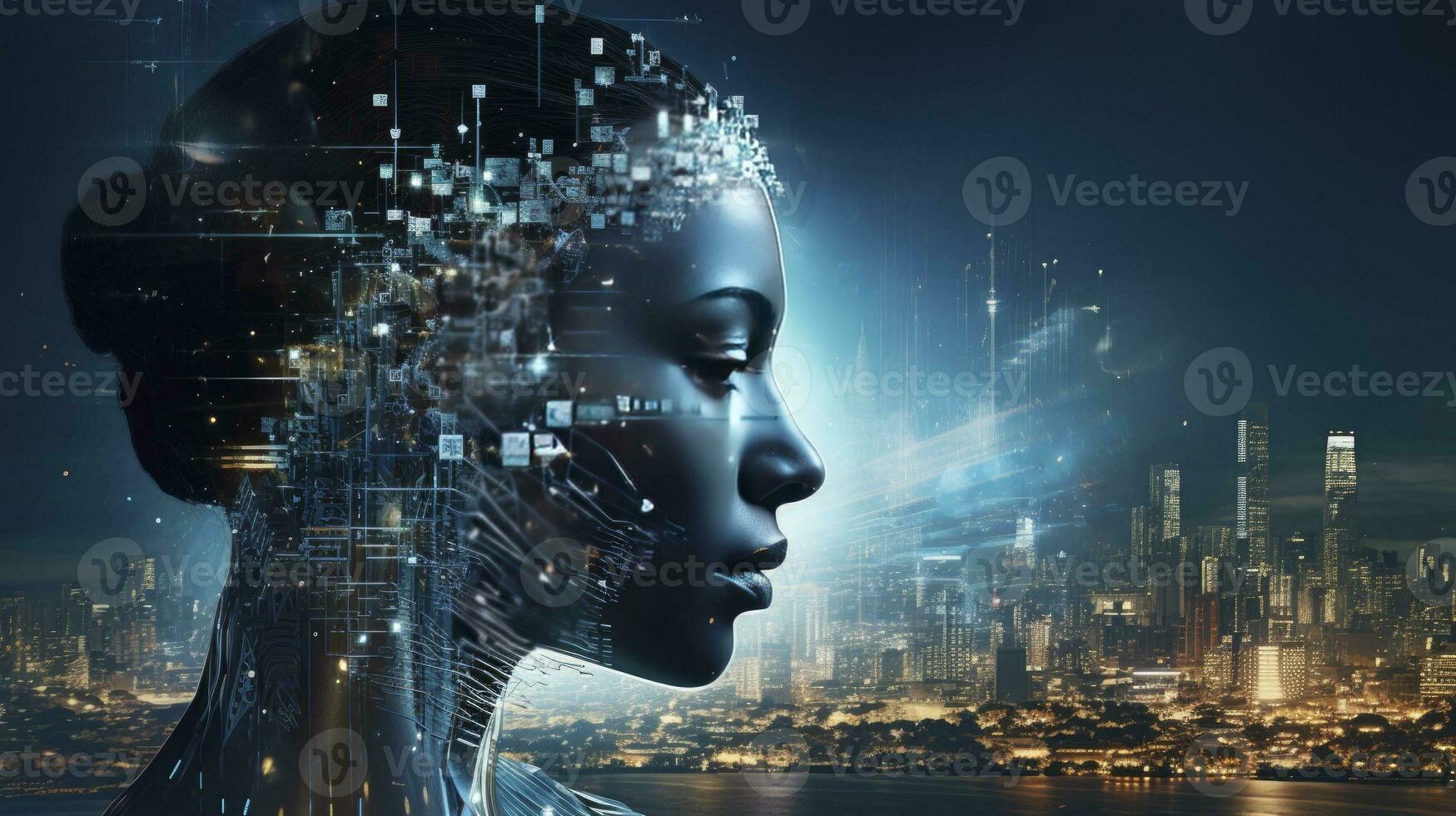 World economic with ai, Generative AI photo