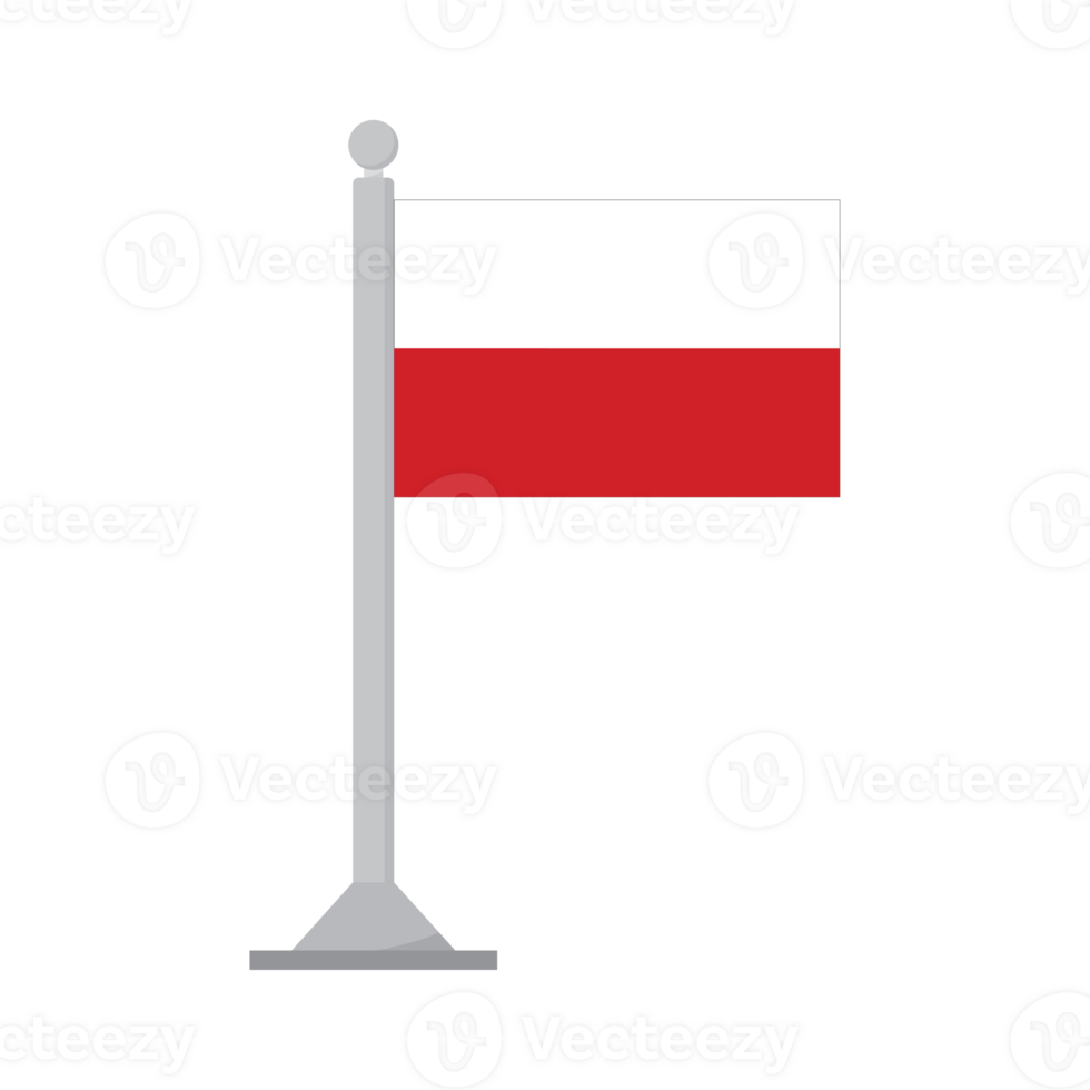 Flag of Poland on flagpole isolated png