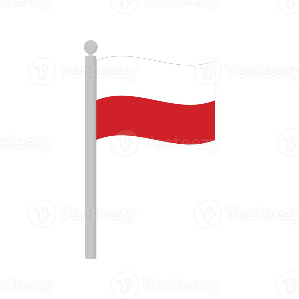 Flag of Poland on flagpole isolated png