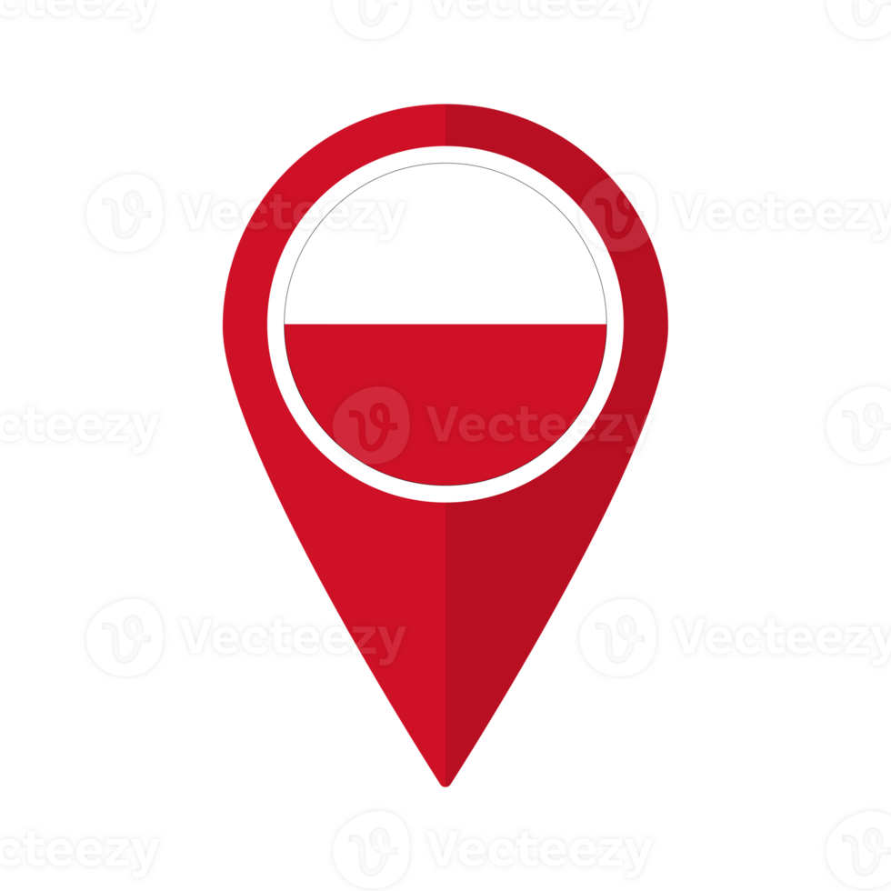 Flag of Poland flag on map pinpoint icon isolated red color png