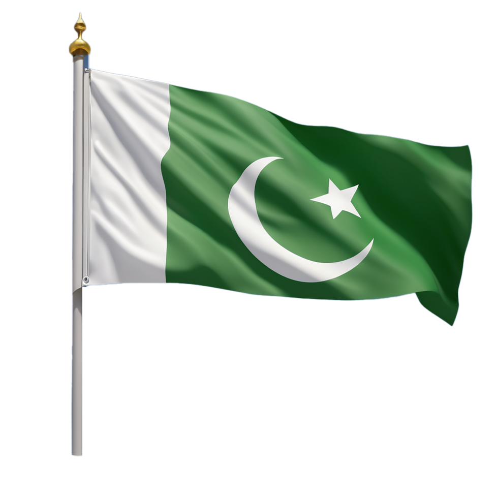 AI Generative waving Pakistani flag on transparent background PNG image