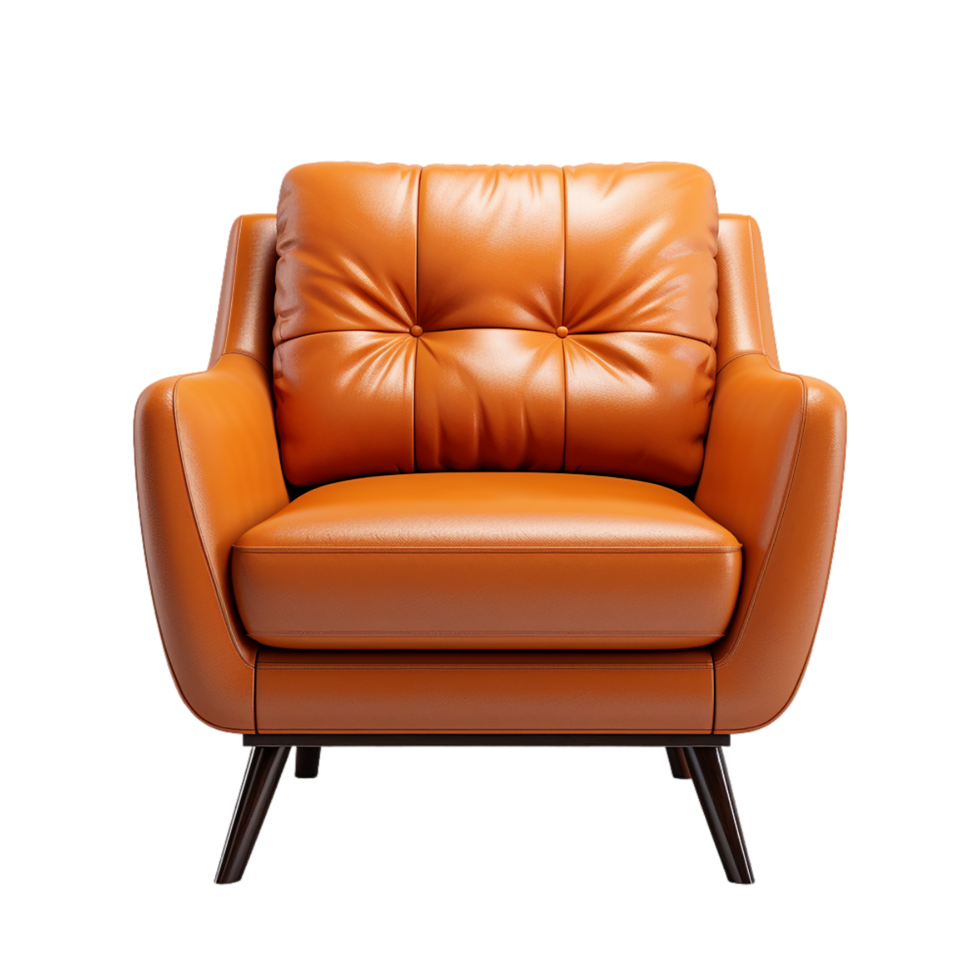 AI generated leather armchair isolated on transparent background PNG image