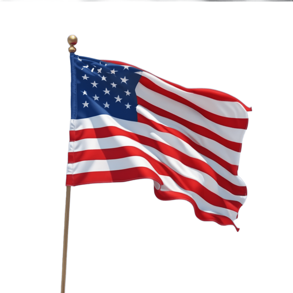 AI Generative waving American flag on transparent background PNG image