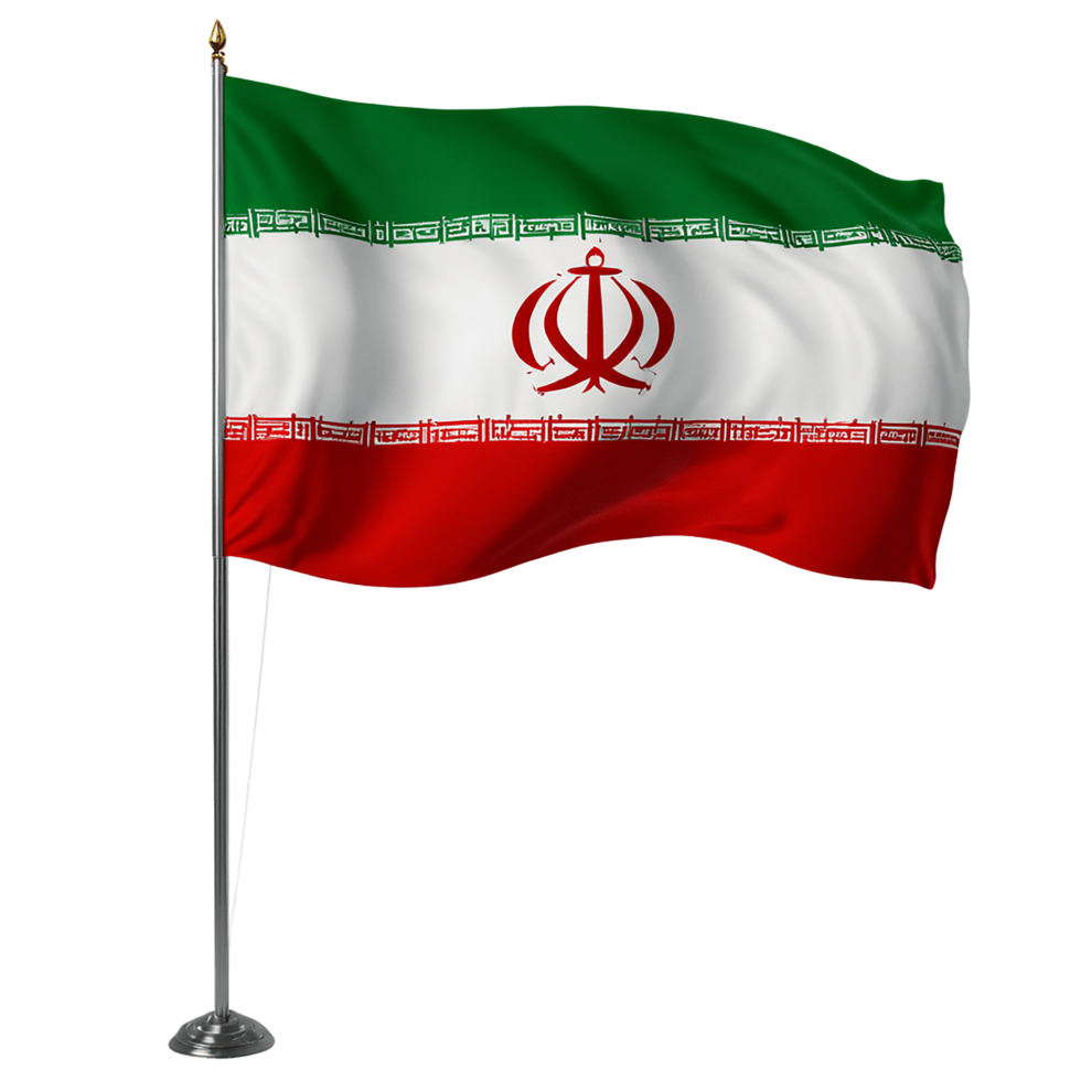 AI Generative waving Iran flag on transparent background PNG image
