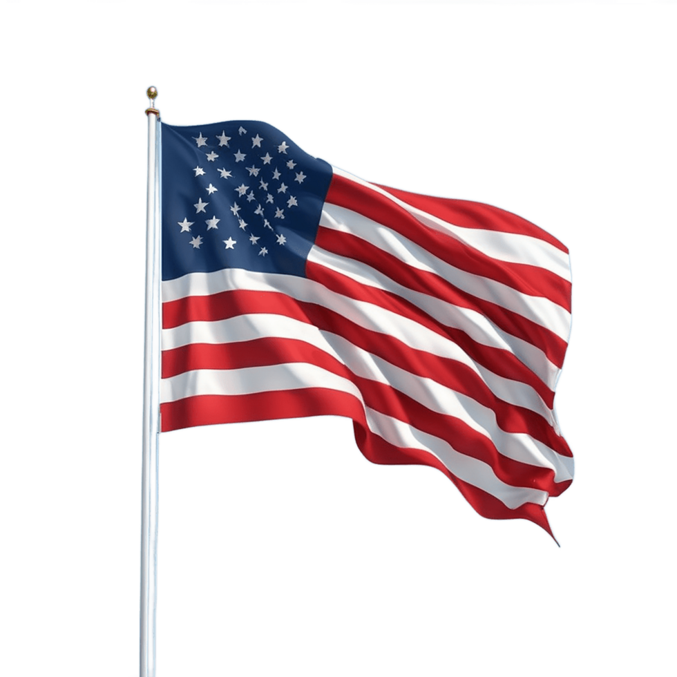 AI Generative waving American flag on transparent background PNG image