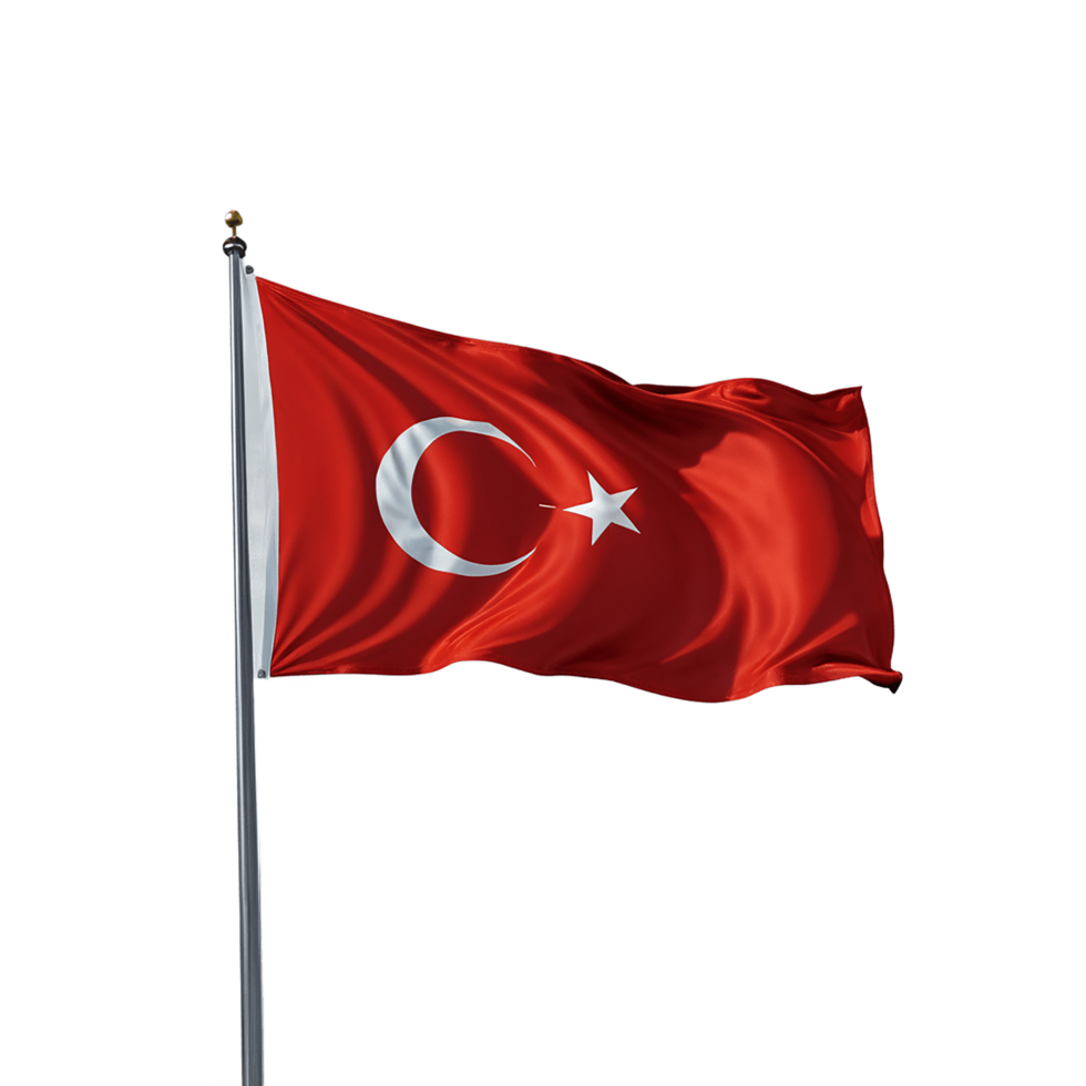 AI Generative waving Turkey flag on transparent background PNG image