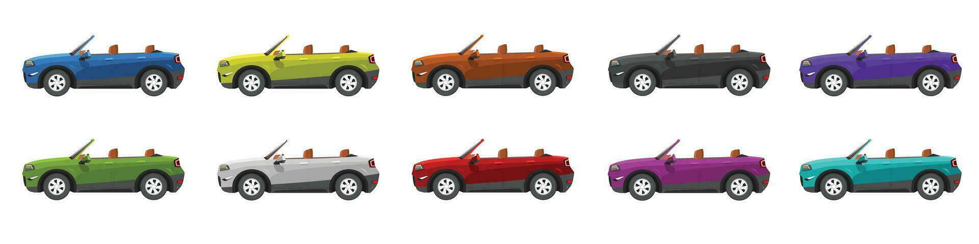 Vector or Illustrator of sport roster cars colorful collection. Colorful cars with separate layers. On isolated white background.