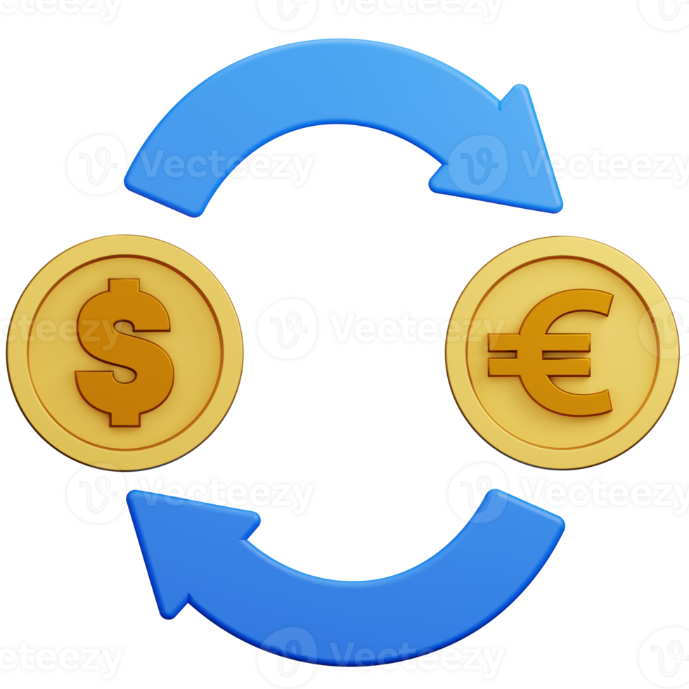 Dollar Euro Währung Austausch 3d Illustration png