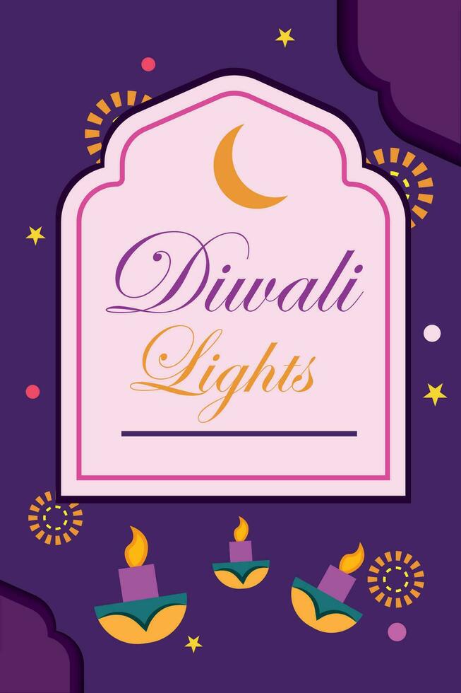 Diwali poster Traditional indian celebration Vector illustration