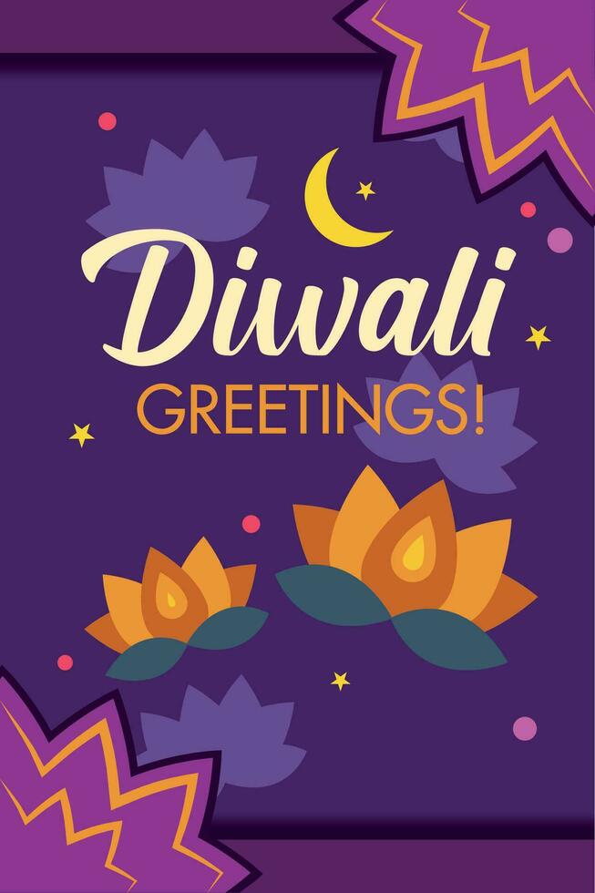 Diwali poster Traditional indian celebration Vector illustration