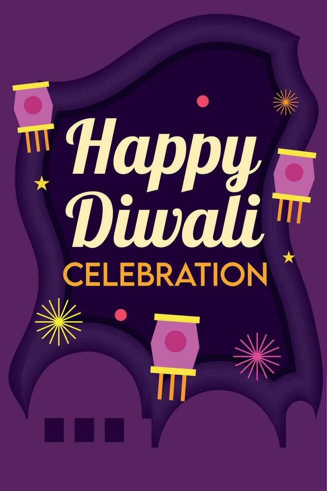 diwali póster tradicional indio celebracion vector ilustración