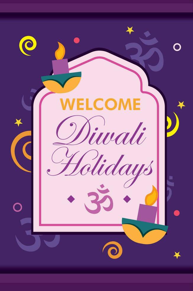 Diwali poster Traditional indian celebration Vector illustration