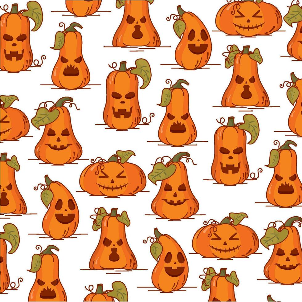 Halloween pumpkin pattern background Vector illustration