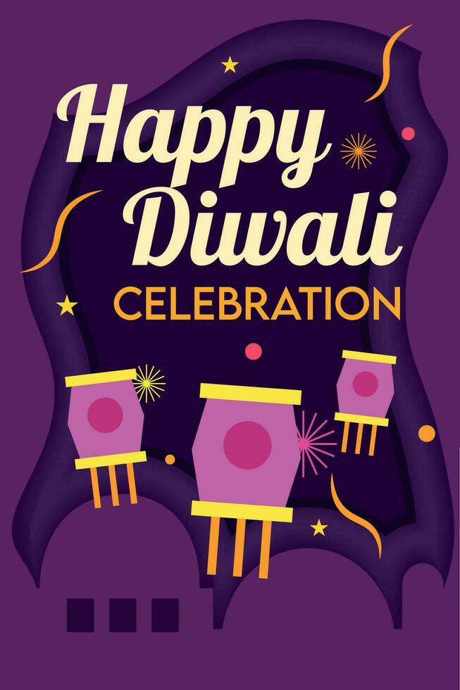 Diwali poster Traditional indian celebration Vector illustration