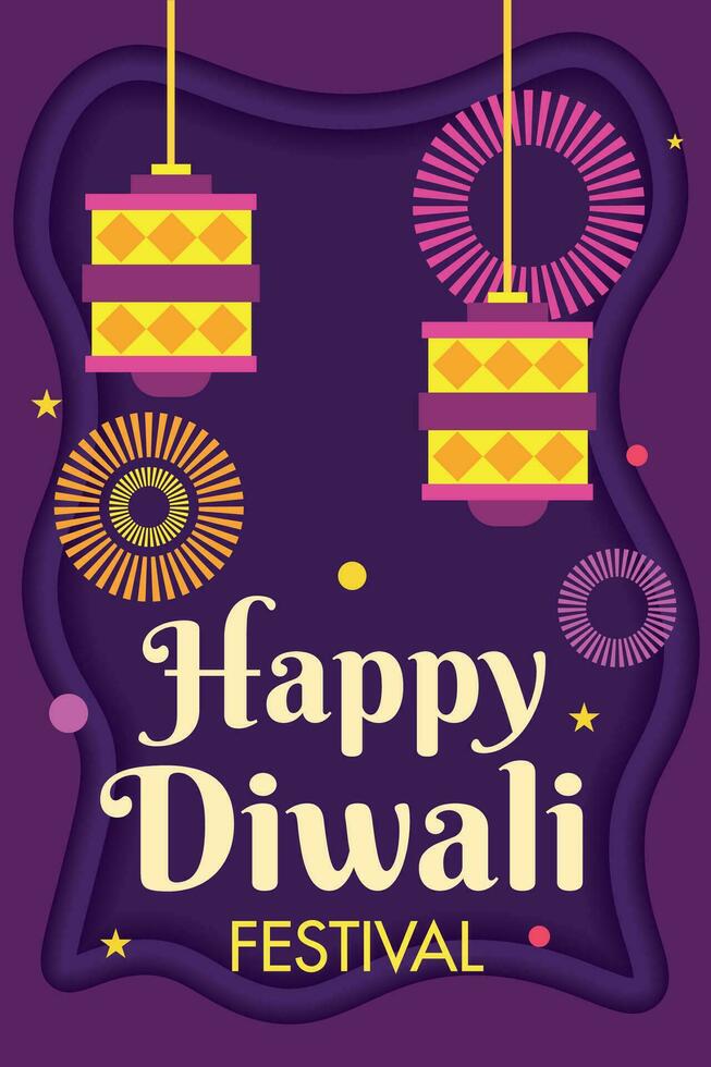 Diwali poster Traditional indian celebration Vector illustration