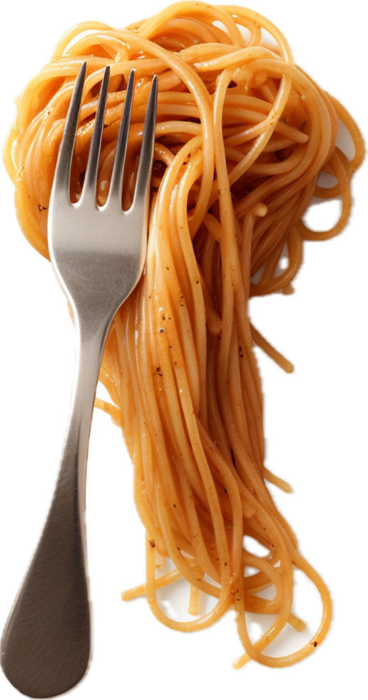 Fork with spaghetti png with AI generated.
