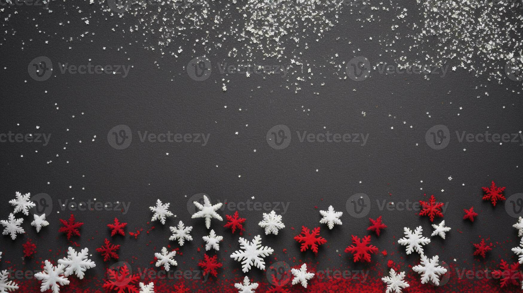 Red white snowflakes snow ai generated banner background copy space photo