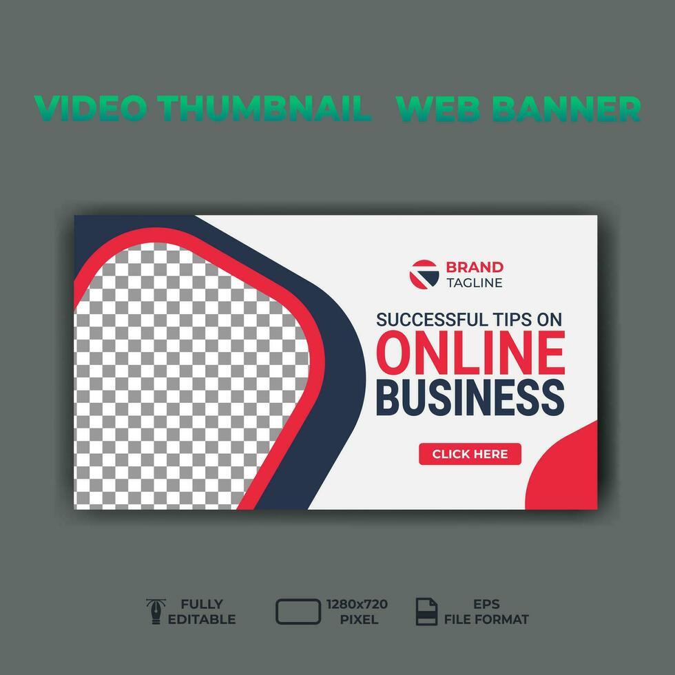 video thumbnail web banner template promotion banner design. vector