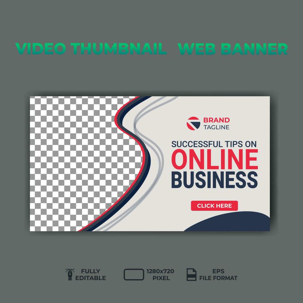 video thumbnail web banner template promotion banner design. vector