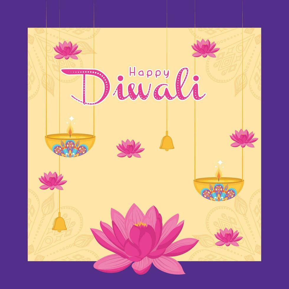 diwali póster tradicional indio celebracion vector