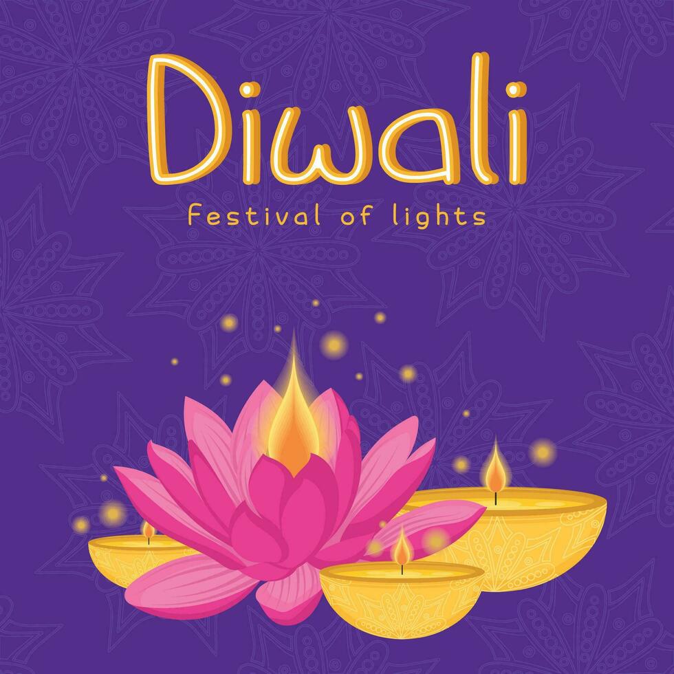 Diwali poster Traditional indian celebration Vector